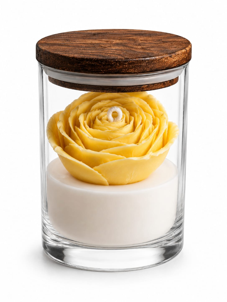 Handcrafted Yellow Rose Flower Candle